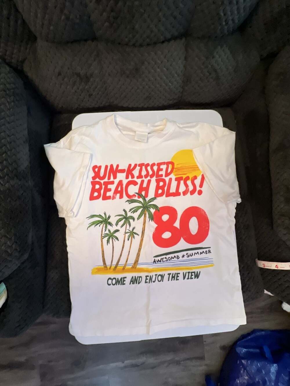Zara Text Print T-Shirt White Sun-Kissed Beach Bliss